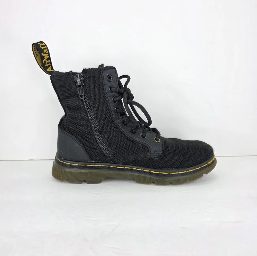 Dr. Martens Junior Comb KIDS Black Tough Poly Combat Ankle Boots Zip Up Size 1